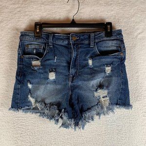 Kendall + Kylie Women's The Icon Medium Wash Distressed Jean Shorts Size 31 8864